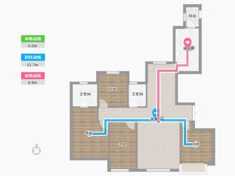 辽宁省-沈阳市-万达公园one143㎡户型143m²-109.03-户型库-动静线