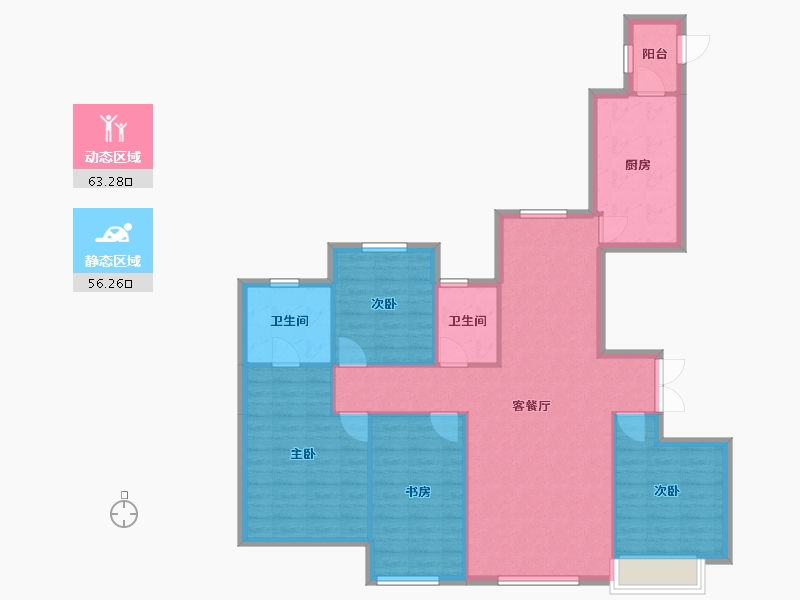 辽宁省-沈阳市-万达公园one143㎡户型143m²-109.03-户型库-动静分区