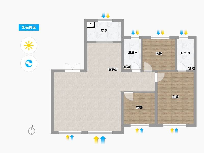 辽宁省-沈阳市-万锦红树湾锦上莫子山路（16,17,27,）号楼116m²-91.25-户型库-采光通风