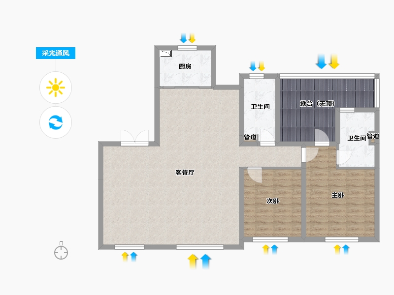 辽宁省-沈阳市-万锦红树湾锦上莫子山路(21,22）号楼125m²-111.73-户型库-采光通风