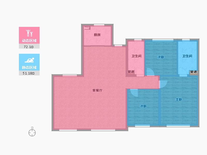 辽宁省-沈阳市-万锦红树湾锦上莫子山路(21,22）号楼A3户型140m²-112.97-户型库-动静分区