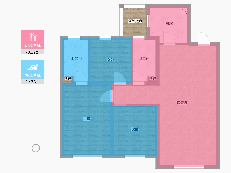 辽宁省-沈阳市-万锦红树湾锦上莫子山路(5,1,11,2,3）号楼100m²-78.34-户型库-动静分区