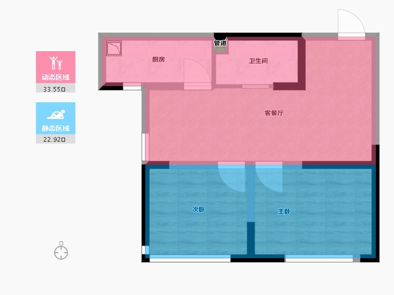 辽宁省-沈阳市-万锦红树湾锦上莫子山路（5,F区3,1,6）号楼62m²-49.60-户型库-动静分区