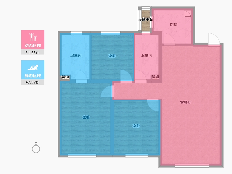 辽宁省-沈阳市-万锦红树湾锦上莫子山路(8,F区6,F区3)号楼116m²-89.07-户型库-动静分区