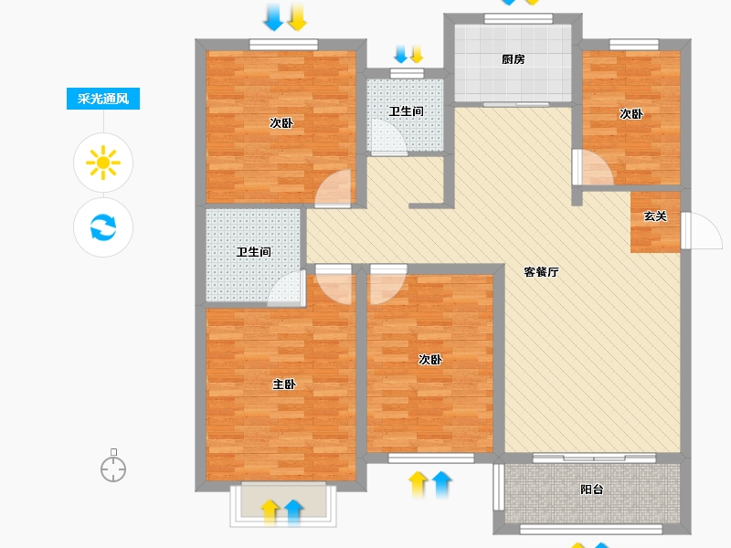 河南省-濮阳市-越秀桂圆-107.00-户型库-采光通风