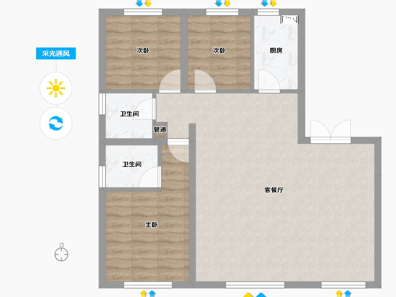 辽宁省-沈阳市-万锦红树湾锦上莫子山路（27,28,29）号楼102m²-79.21-户型库-采光通风