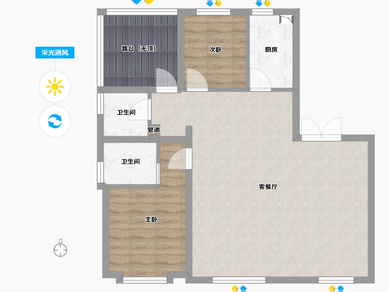 辽宁省-沈阳市-万锦红树湾锦上莫子山路（26,18,19）号楼102m²-78.19-户型库-采光通风