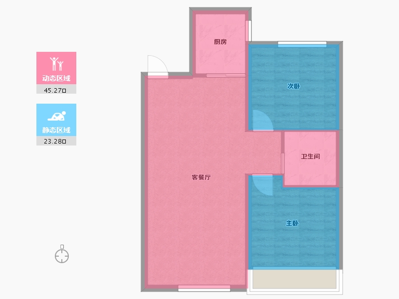 辽宁省-沈阳市-万锦香樟树金阳大街（1,6）号85m²-62.02-户型库-动静分区