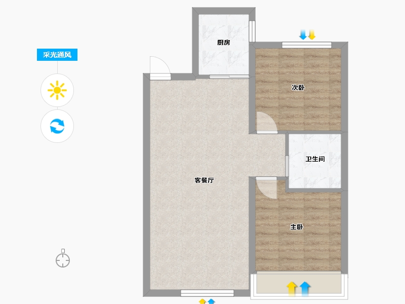 辽宁省-沈阳市-万锦香樟树金阳大街（1,6）号85m²-62.02-户型库-采光通风