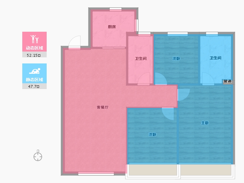 辽宁省-沈阳市-万锦香樟树金阳大街（1,6）号116m²-91.89-户型库-动静分区