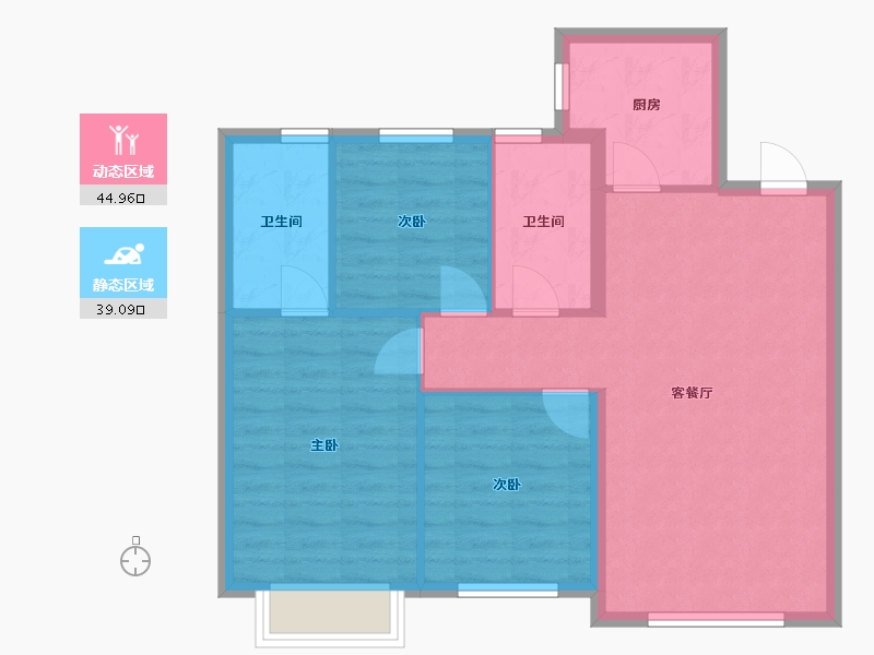 辽宁省-沈阳市-万锦香樟树金阳大街9-11号（11号）101m²-75.90-户型库-动静分区