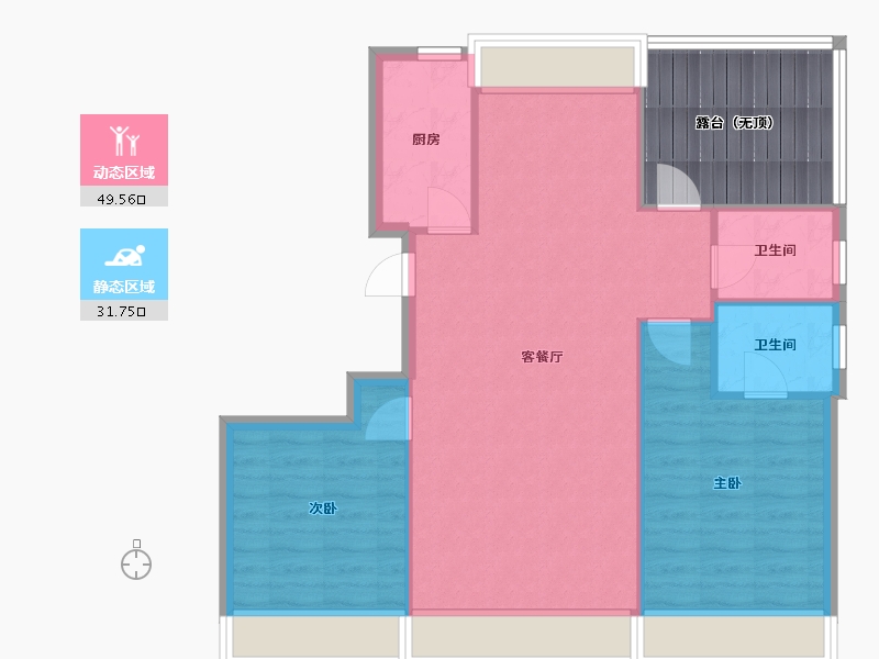 辽宁省-沈阳市-万锦香樟树金阳大街19-7号（7号）97m²-84.28-户型库-动静分区