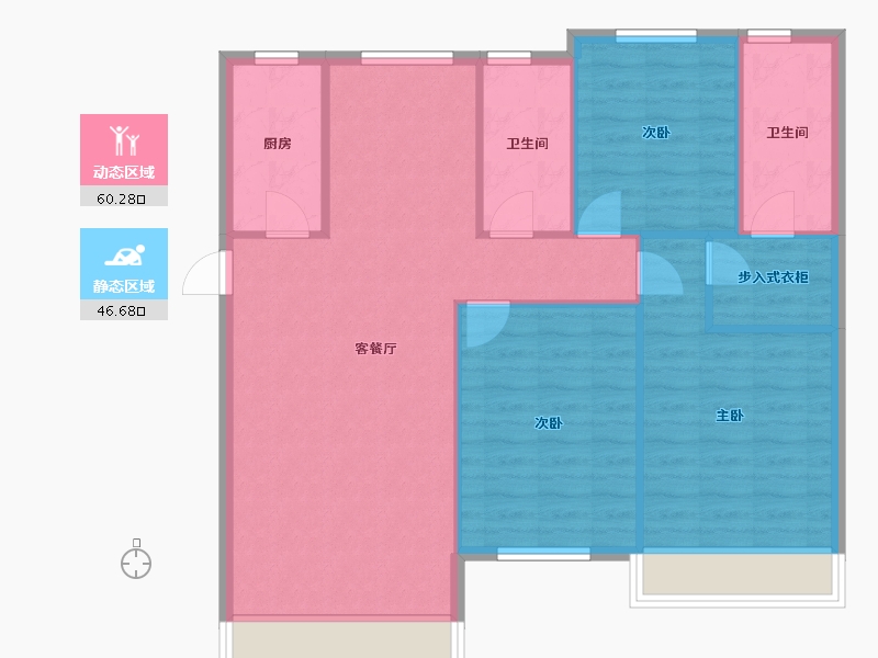 辽宁省-沈阳市-万锦香樟树金阳大街19-7号（7号）122m²-98.15-户型库-动静分区