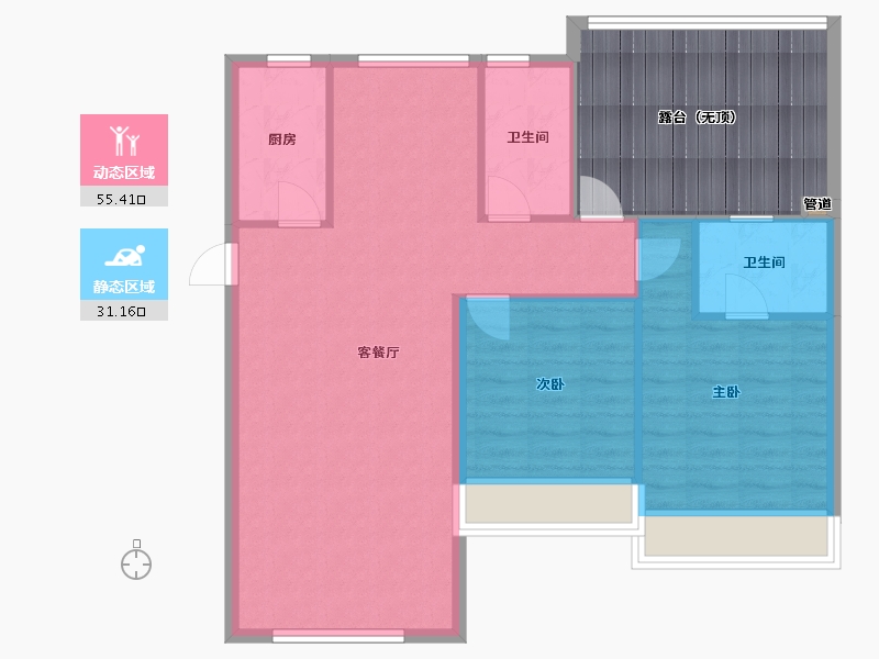 辽宁省-沈阳市-万锦香樟树金阳大街19-7号（7号）105m²-94.87-户型库-动静分区