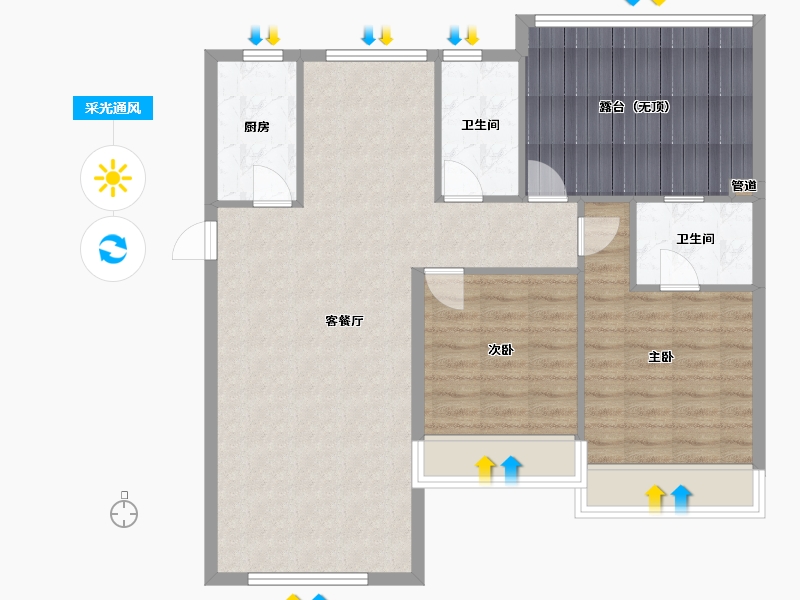 辽宁省-沈阳市-万锦香樟树金阳大街19-7号（7号）105m²-94.87-户型库-采光通风