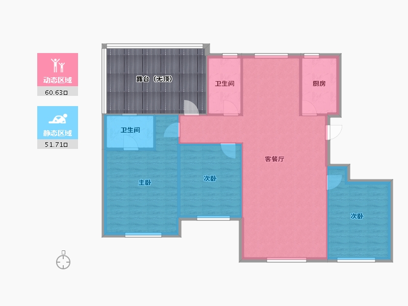 辽宁省-沈阳市-万锦香樟树金阳大街19-7号（7号）123m²-121.50-户型库-动静分区