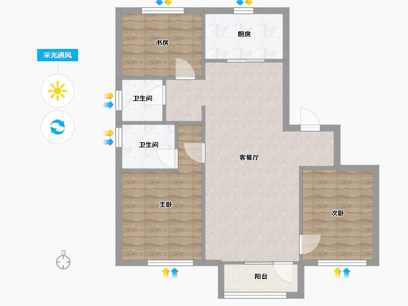 辽宁省-沈阳市-万科翡翠臻园全运路（20，15，8）号楼115m²-80.76-户型库-采光通风