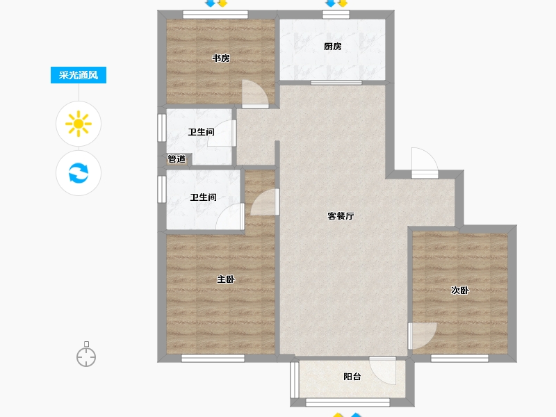 辽宁省-沈阳市-万科翡翠臻园全运路(16,10,6,8,19）号楼120m²-80.86-户型库-采光通风