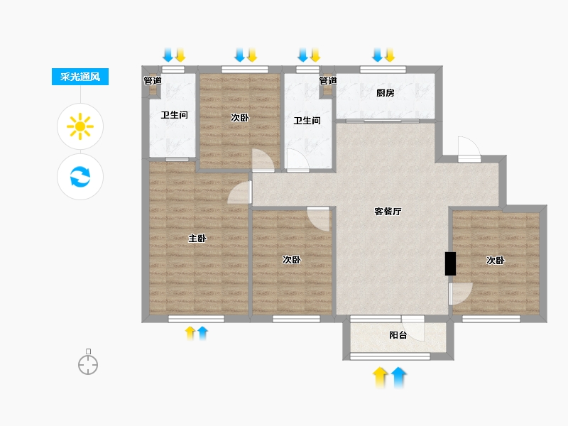 辽宁省-沈阳市-万科翡翠臻园全运路（20,12,10,11）号楼140m²-98.92-户型库-采光通风