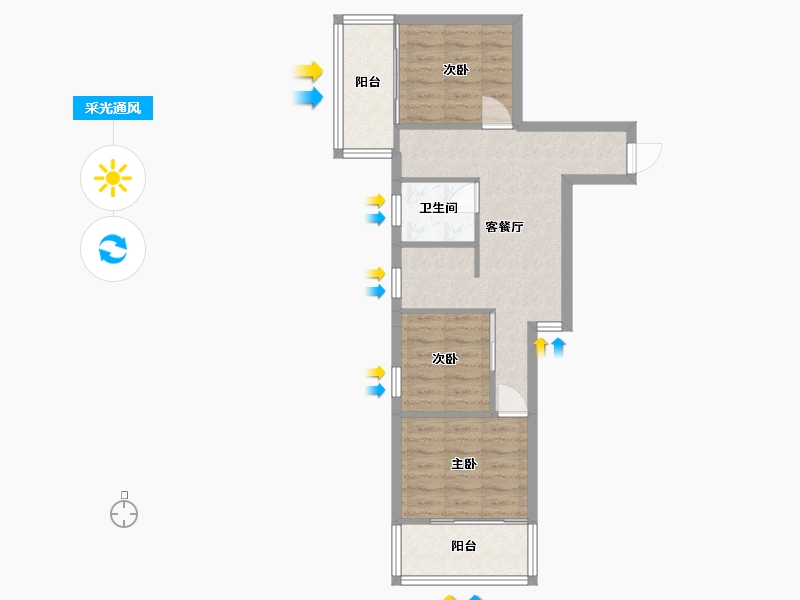 辽宁省-沈阳市-文华街三号院文华街3-12号（12）81m²-56.92-户型库-采光通风