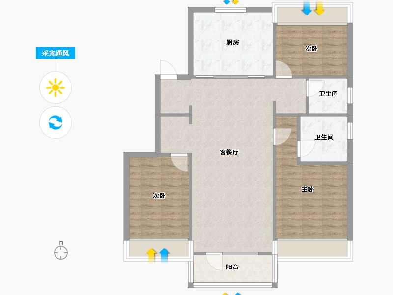 辽宁省-沈阳市-信达万科城白塔三街（1至6,8至13,）号楼125m²-99.17-户型库-采光通风