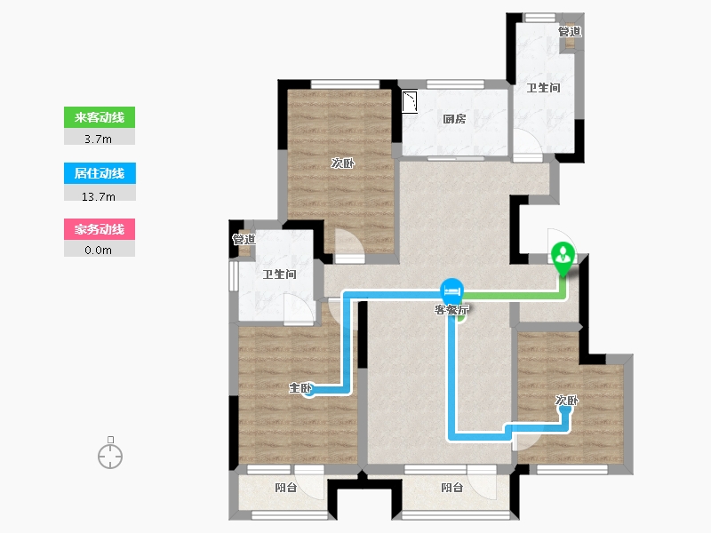 辽宁省-沈阳市-颐盛御山府123户型123m²-86.75-户型库-动静线