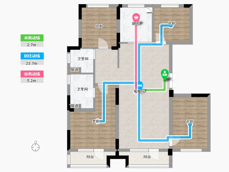 辽宁省-沈阳市-颐盛御山府134户型134m²-101.08-户型库-动静线