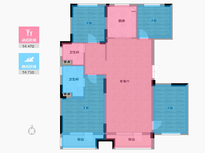 辽宁省-沈阳市-颐盛御山府134户型134m²-101.08-户型库-动静分区