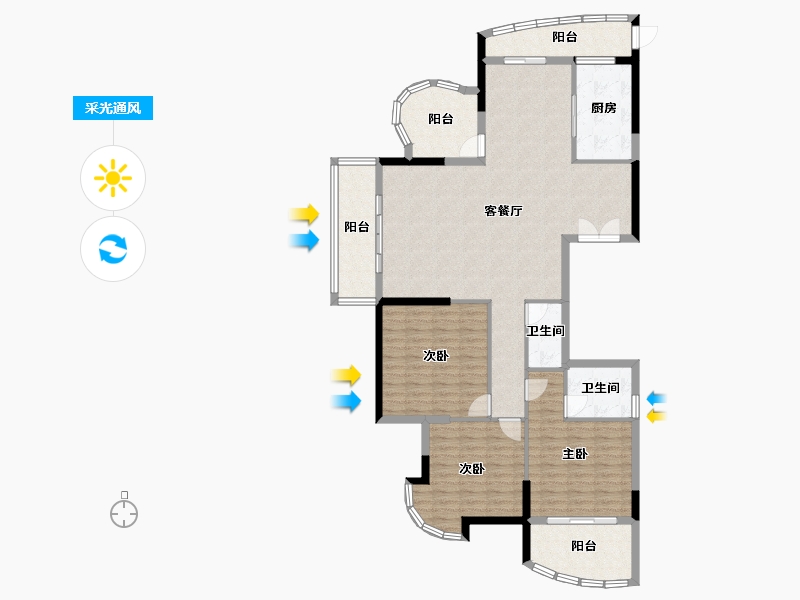 辽宁省-沈阳市-益华御才湾新明街1-5号（5）166m²-138.56-户型库-采光通风