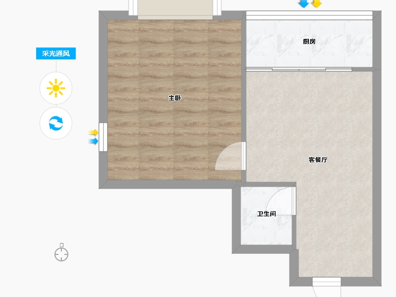 辽宁省-沈阳市-益华御才湾新明街（6，8）号楼51m²-40.68-户型库-采光通风