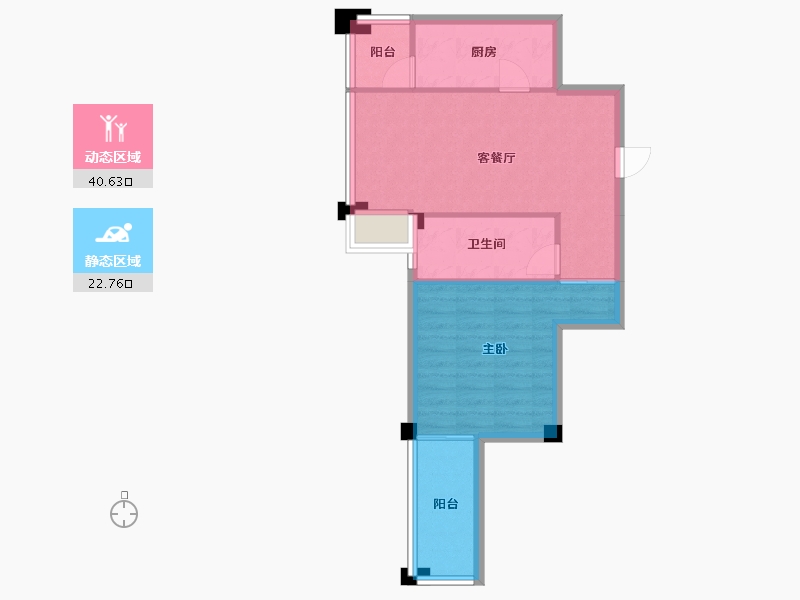 辽宁省-沈阳市-益华御才湾新明街（6，8）号楼75m²-56.66-户型库-动静分区