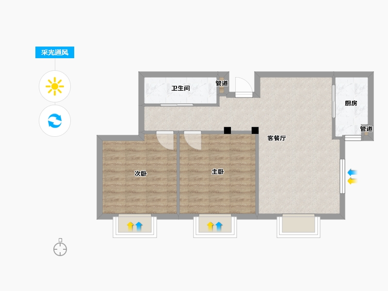 辽宁省-沈阳市-益华御才湾新明街（6，8）号楼83m²-62.52-户型库-采光通风