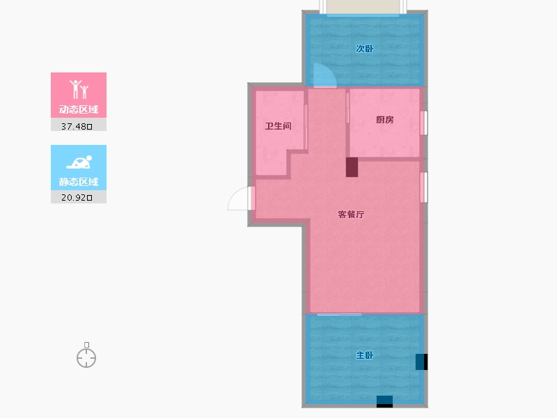 辽宁省-沈阳市-益华御才湾新明街1-7号（7号楼）74m²-52.41-户型库-动静分区