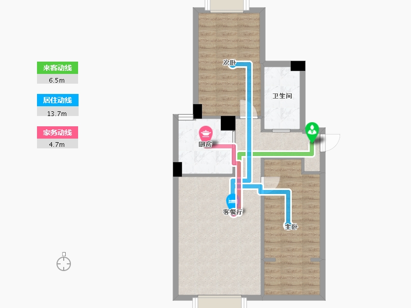 辽宁省-沈阳市-益华御才湾新明街1-7号（7号楼）86m²-64.44-户型库-动静线