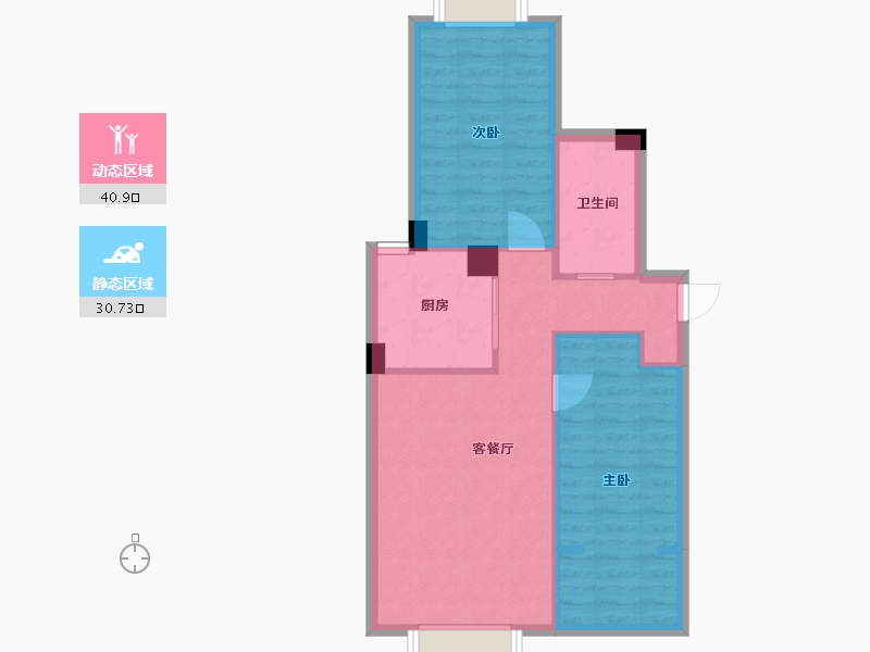 辽宁省-沈阳市-益华御才湾新明街1-7号（7号楼）86m²-64.44-户型库-动静分区