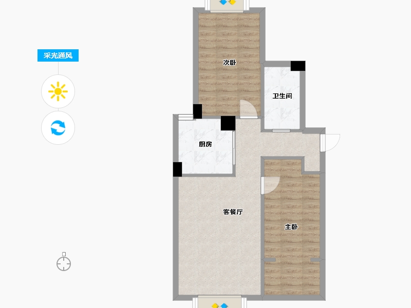 辽宁省-沈阳市-益华御才湾新明街1-7号（7号楼）86m²-64.44-户型库-采光通风