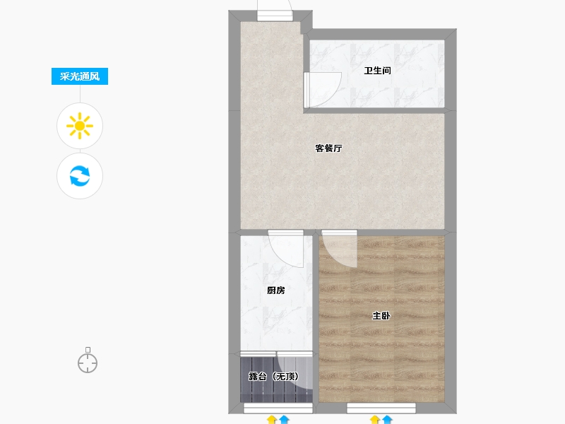 辽宁省-沈阳市-雍华御景51㎡户型51m²-36.13-户型库-采光通风