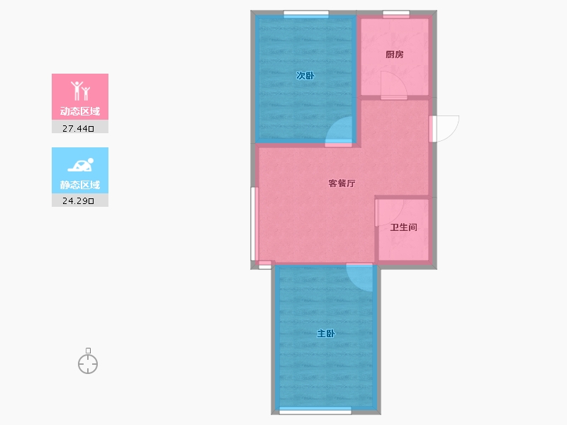 辽宁省-沈阳市-雍华御景68㎡户型68m²-45.87-户型库-动静分区