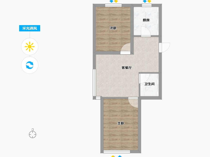 辽宁省-沈阳市-雍华御景68㎡户型68m²-45.87-户型库-采光通风