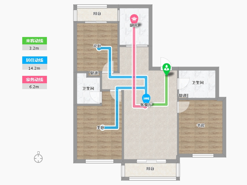 辽宁省-沈阳市-雍华御景营城子大街（6,8）号楼104m²-82.03-户型库-动静线