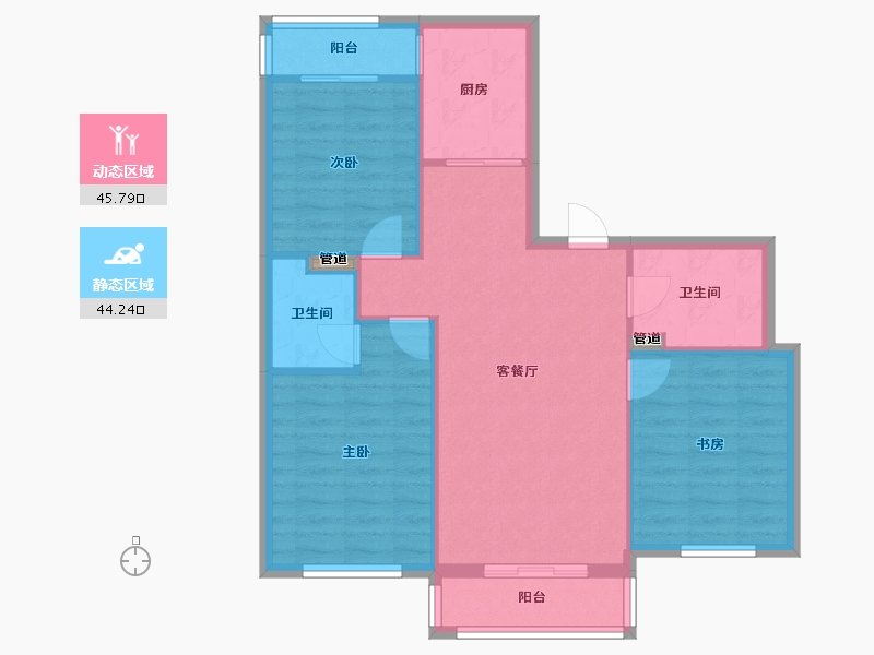 辽宁省-沈阳市-雍华御景营城子大街（6,8）号楼104m²-82.03-户型库-动静分区