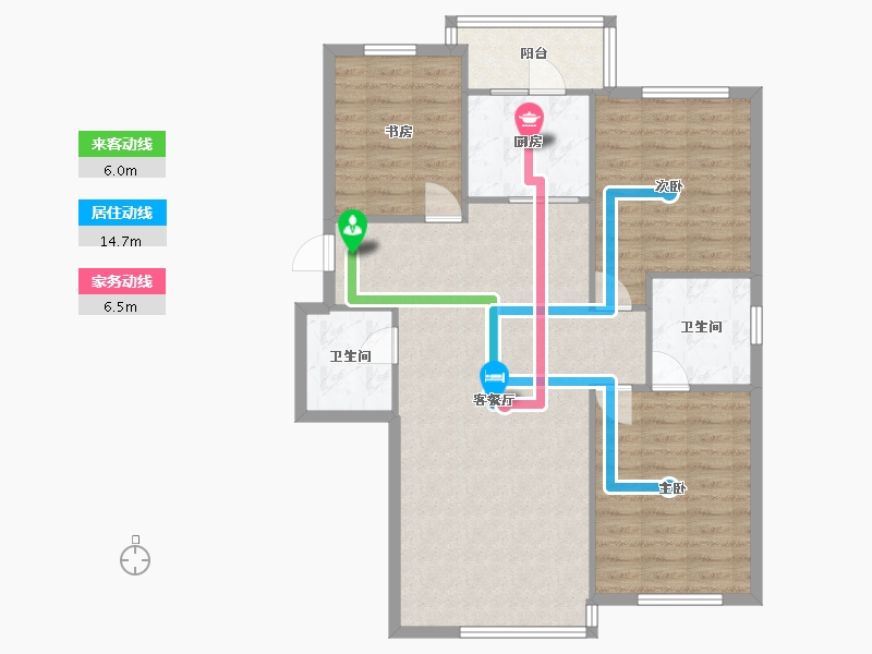 辽宁省-沈阳市-雍华御景营城子大街189-11号（11号楼）115m²-96.10-户型库-动静线