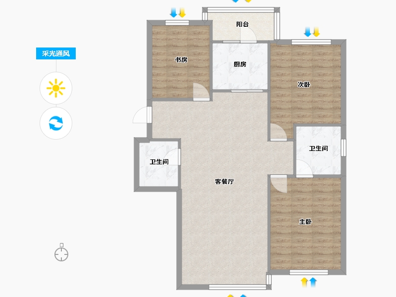 辽宁省-沈阳市-雍华御景营城子大街189-11号（11号楼）115m²-96.10-户型库-采光通风