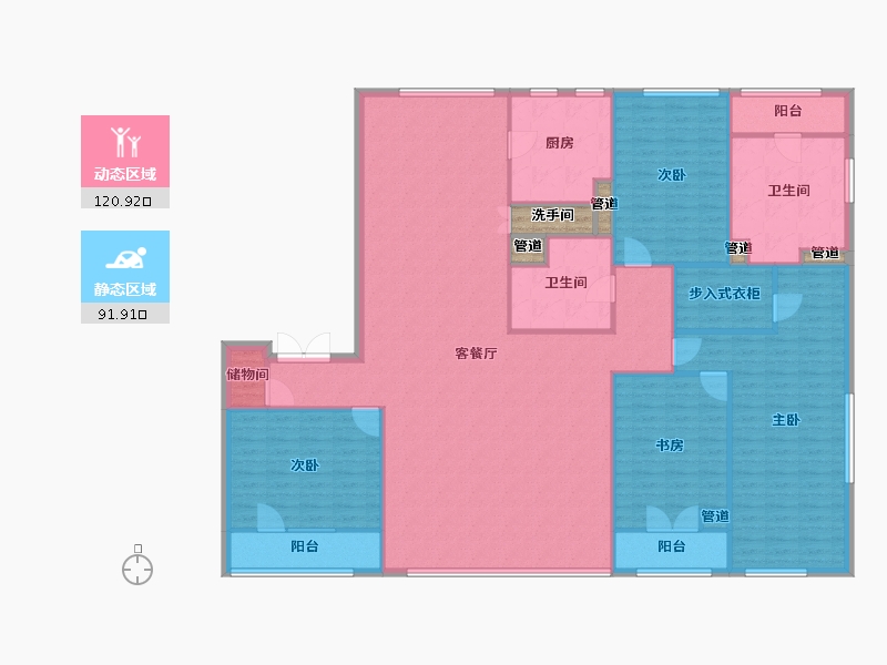 辽宁省-沈阳市-裕沁听月轩全运五路105-8号(G)252m²-201.61-户型库-动静分区