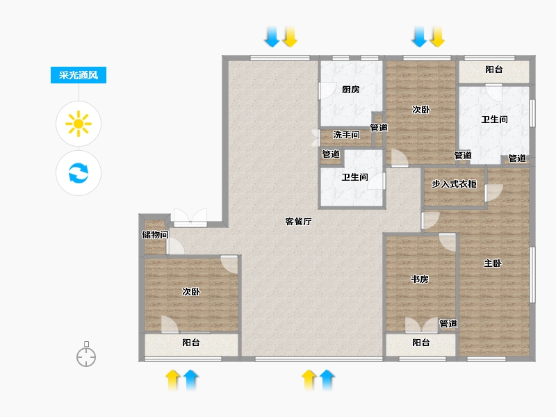 辽宁省-沈阳市-裕沁听月轩全运五路105-8号(G)252m²-201.61-户型库-采光通风