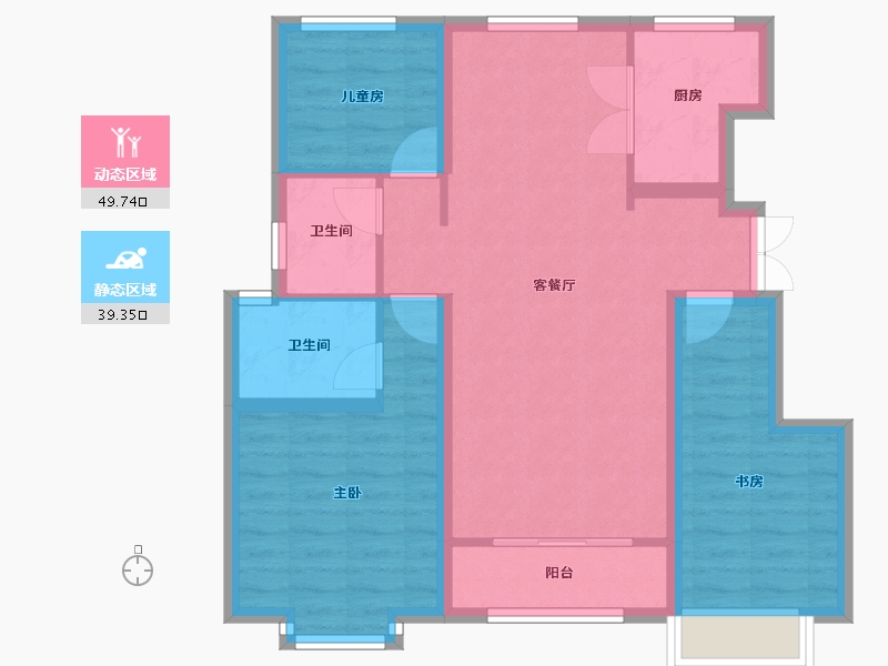 天津-天津市-宝能南泊ONE优泊苑6号楼,建面110m²-79.14-户型库-动静分区