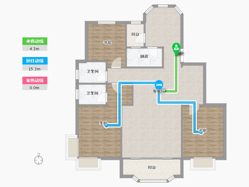 天津-天津市-滨江国际15号楼,17号楼,18号楼建面148m²-118.40-户型库-动静线