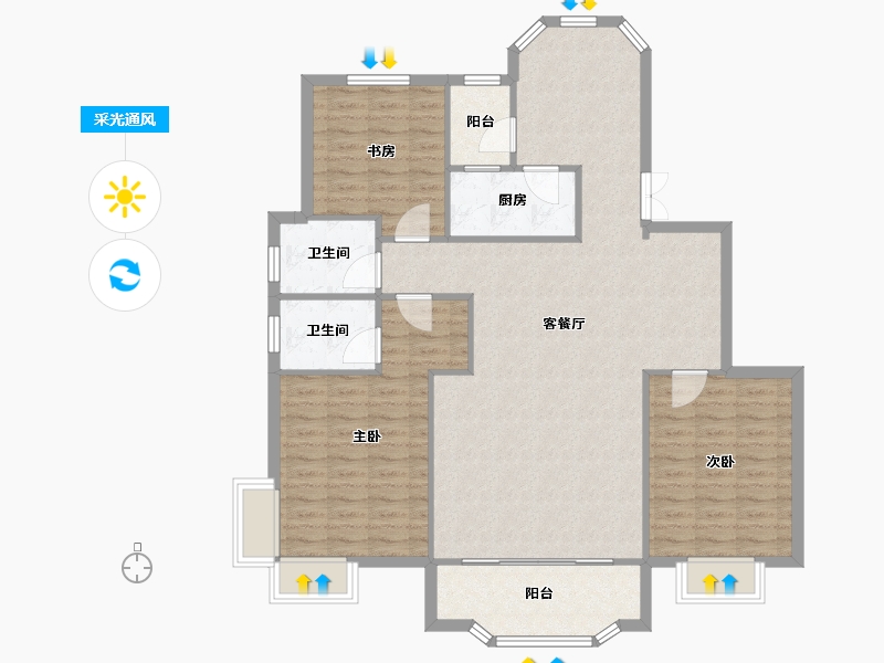 天津-天津市-滨江国际15号楼,17号楼,18号楼建面148m²-118.40-户型库-采光通风