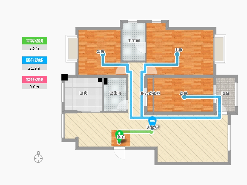 内蒙古自治区-呼和浩特市-水岸小镇-128.00-户型库-动静线