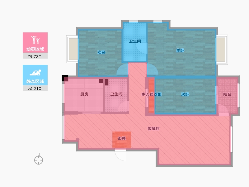 内蒙古自治区-呼和浩特市-水岸小镇-128.00-户型库-动静分区